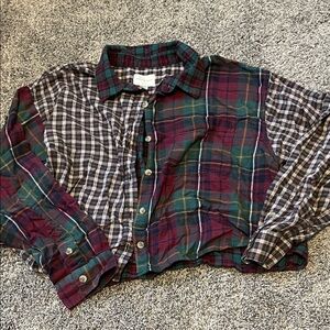 American Eagle Outfitters XL Plaid Button Down Shirt cropped - Red, Green, Blue